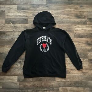 Vetements Black Hoodie with Red and White Design